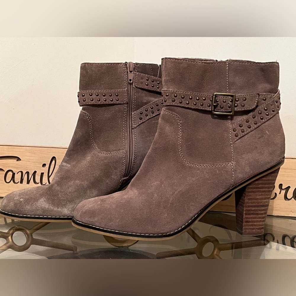 Tan leather booties